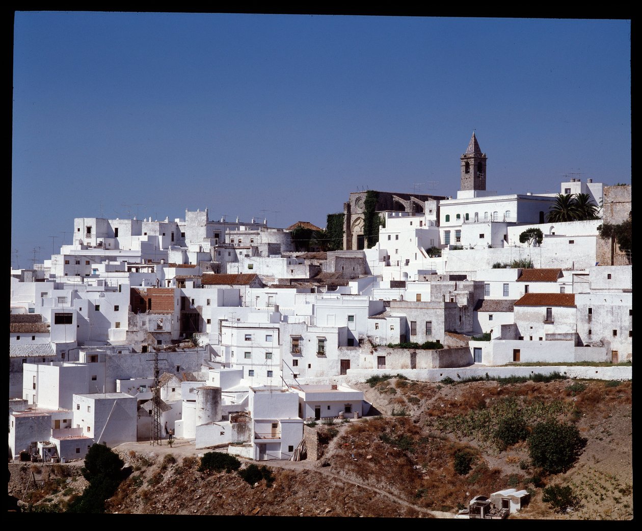 Ansicht auf Vejer de la Frontera, Andalusien Spanien von School Spanish