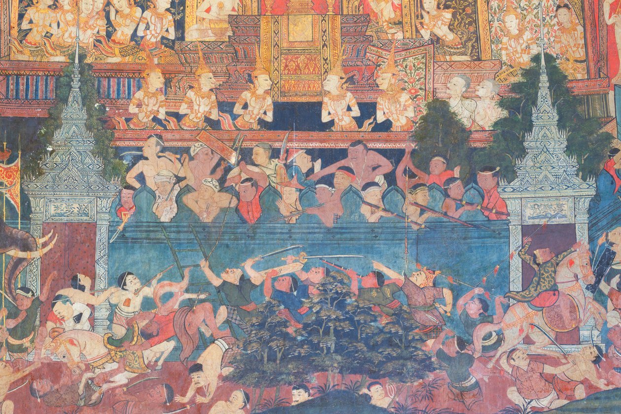 Wandmalereien in der Buddhaisawan-Kapelle, Palast von Wang Na von School Thai