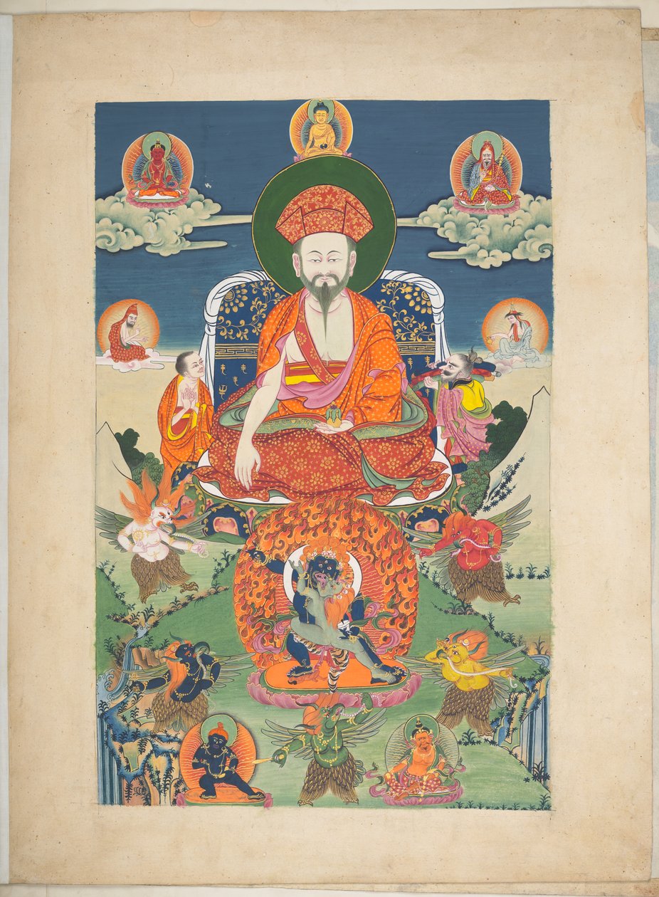 Eine von 12 Zeichnungen tibetischer Gottheiten von einem tibetischen Künstler, wahrscheinlich in Lhasa, ca. 1800 von School Tibetan
