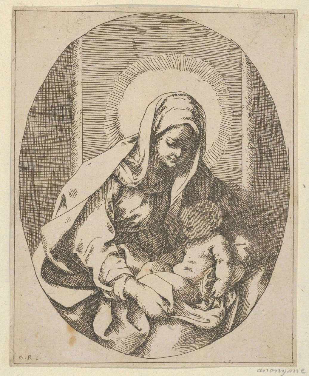 Die Jungfrau hält das Christkind auf ihrem Schoß (nach Reni) von School of Guido Reni
