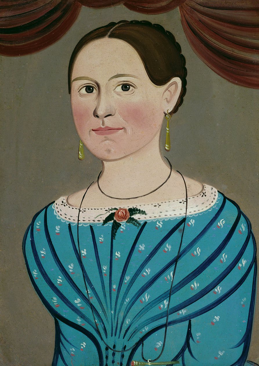 Frau in einem blauen Kleid von School of William Matthew Prior