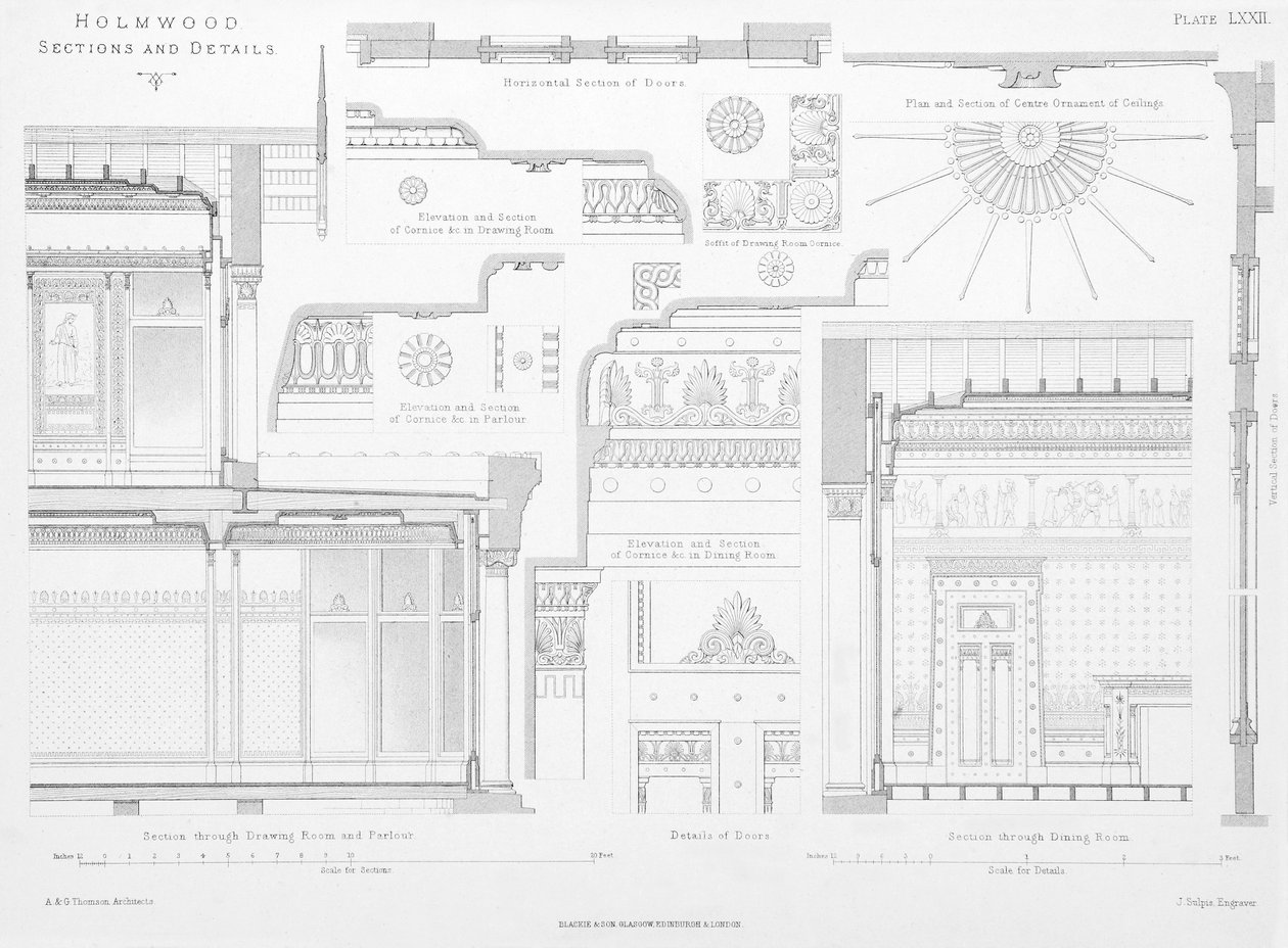 Innendekorative Details von Holmwood, Glasgow von Scottish School