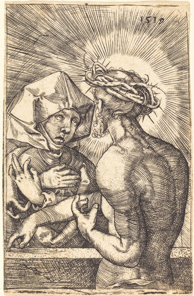 Christus mit Dornenkrone spricht mit seiner Mutter von Sebald Beham