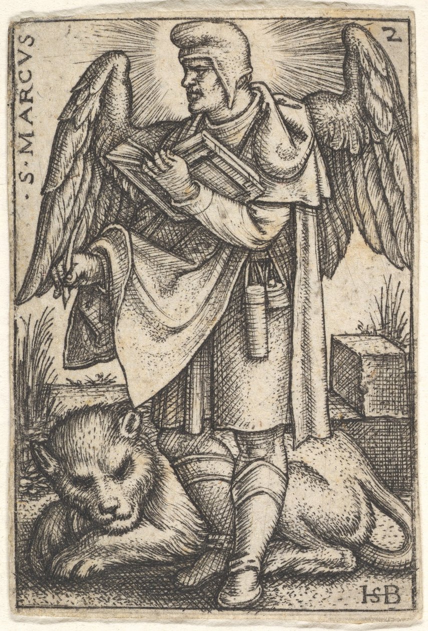 Tafel 2: Heiliger Markus, sein Kopf im Profil nach links gedreht, mit einem offenen Buch in seiner rechten Hand, 1541 von Sebald Beham