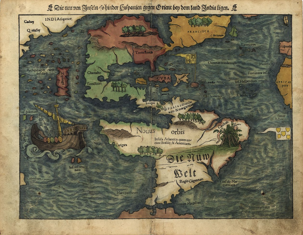 Die neuen Inseln, die hinter Spanien gegen Osten beim Land Indien liegen von Sebastian Munster