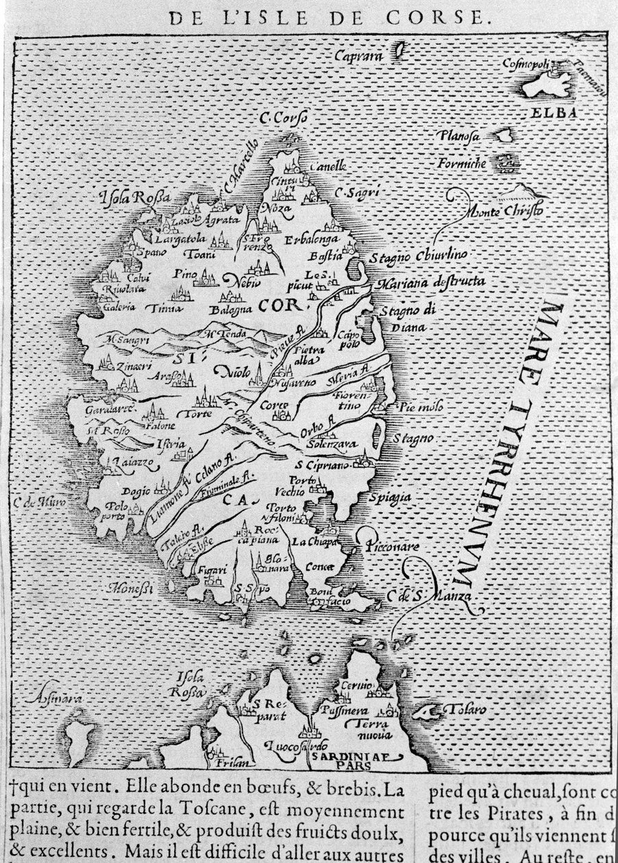 Korsika nach der „Cosmographia Universalis“ von Sebastian Münster. Basel 1558 von Sebastian Munster