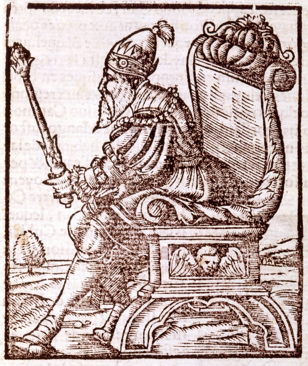Qubilai (Kubilai Khan, erster Kaiser der mongolischen Yuan-Dynastie (1215-1294) - in „Cosmographia“ von S. Munster. Paris von Sebastian Munster