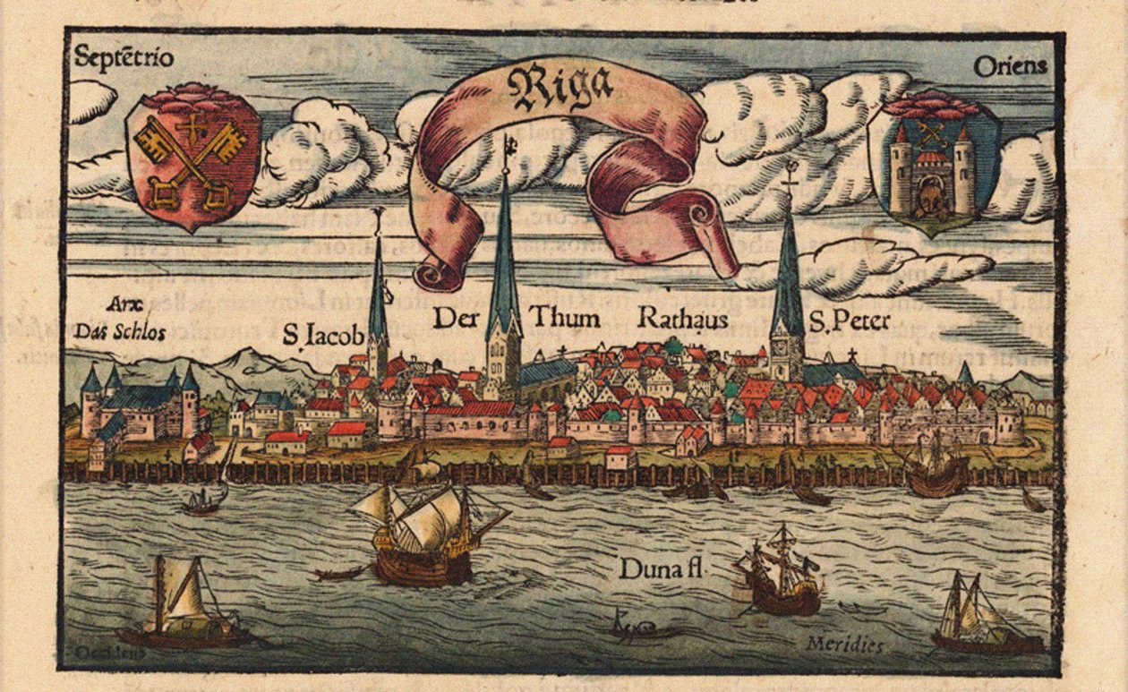 Riga aus der Cosmographia, ca. 1568 von Sebastian Munster