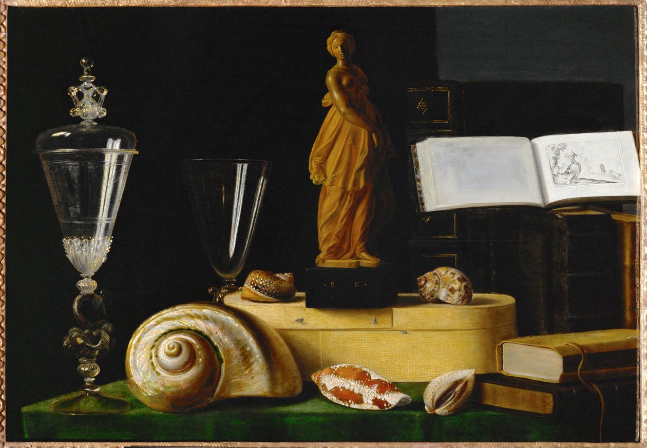 Stillleben mit Statue und Muscheln von Sebastian Stoskopff
