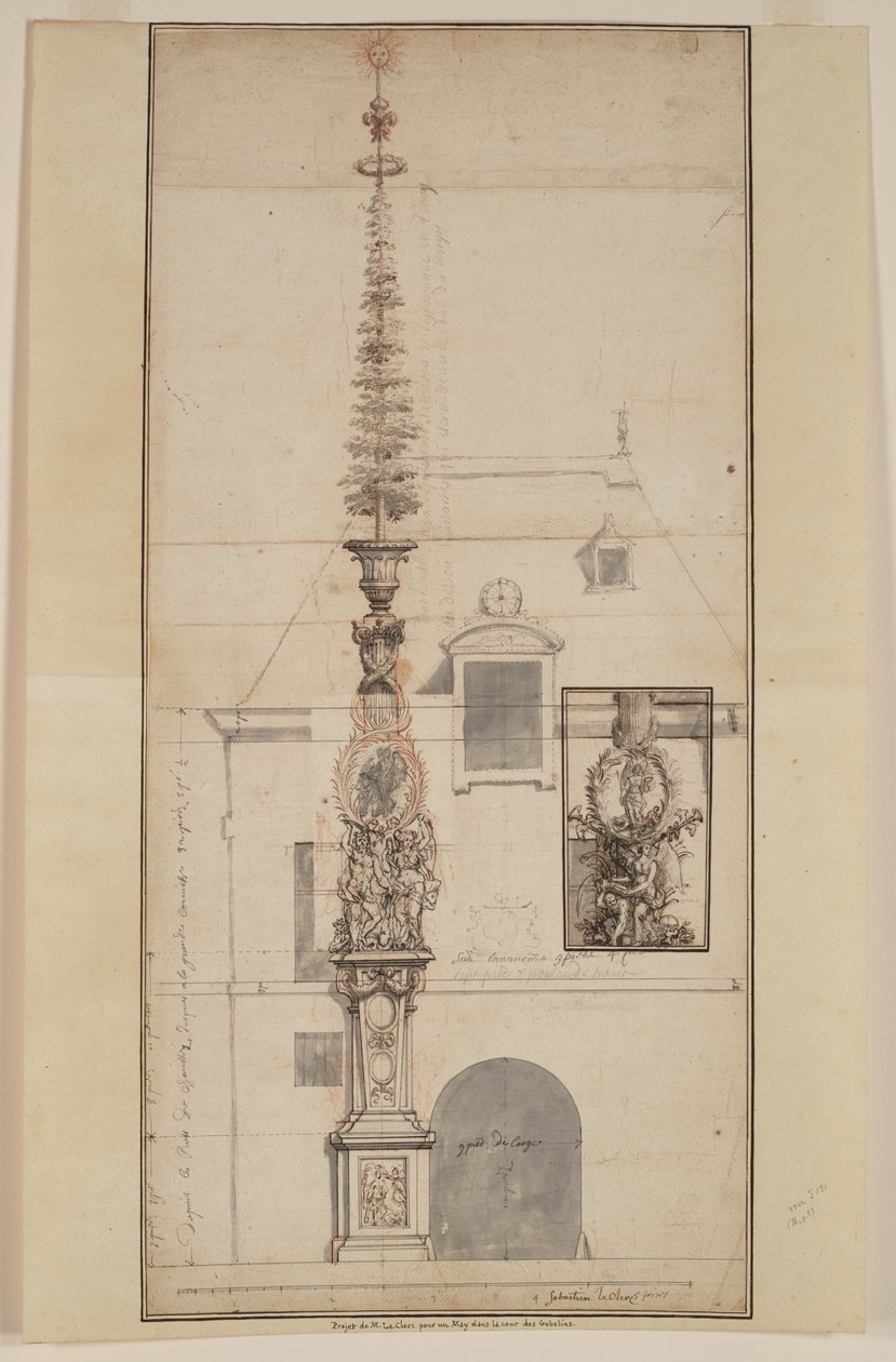 Projekt von Mai des Gobelins permanent (recto) von Sebastien I Le Clerc