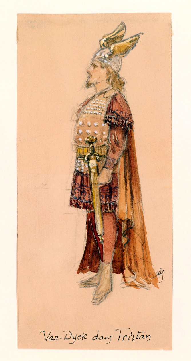Frankreich, Paris, Kostümentwurf für Tristan in Tristan und Isolde von Richard Wagner für die Aufführung im Pariser Palais Garnier von Segaud Segaud