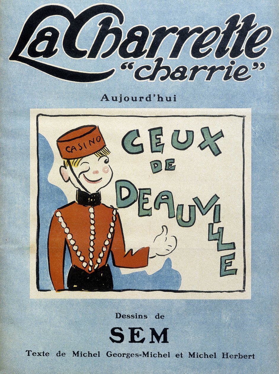 Deauville-Casino-Dealer, Illustration von Sem für das Titelblatt der Monatszeitschrift „La charrette charrie“ (1922) von Sem