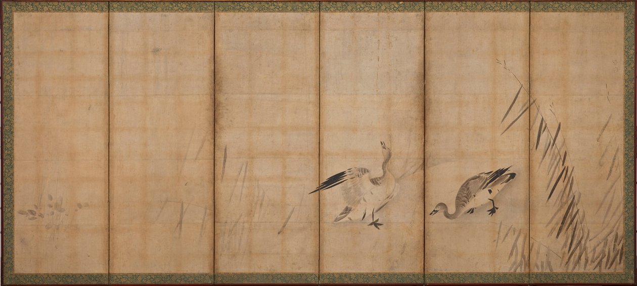 Zwei Gänse und Gräser, Muromachi-Periode, Mitte bis Ende des 16. Jahrhunderts von Sesson Shukei