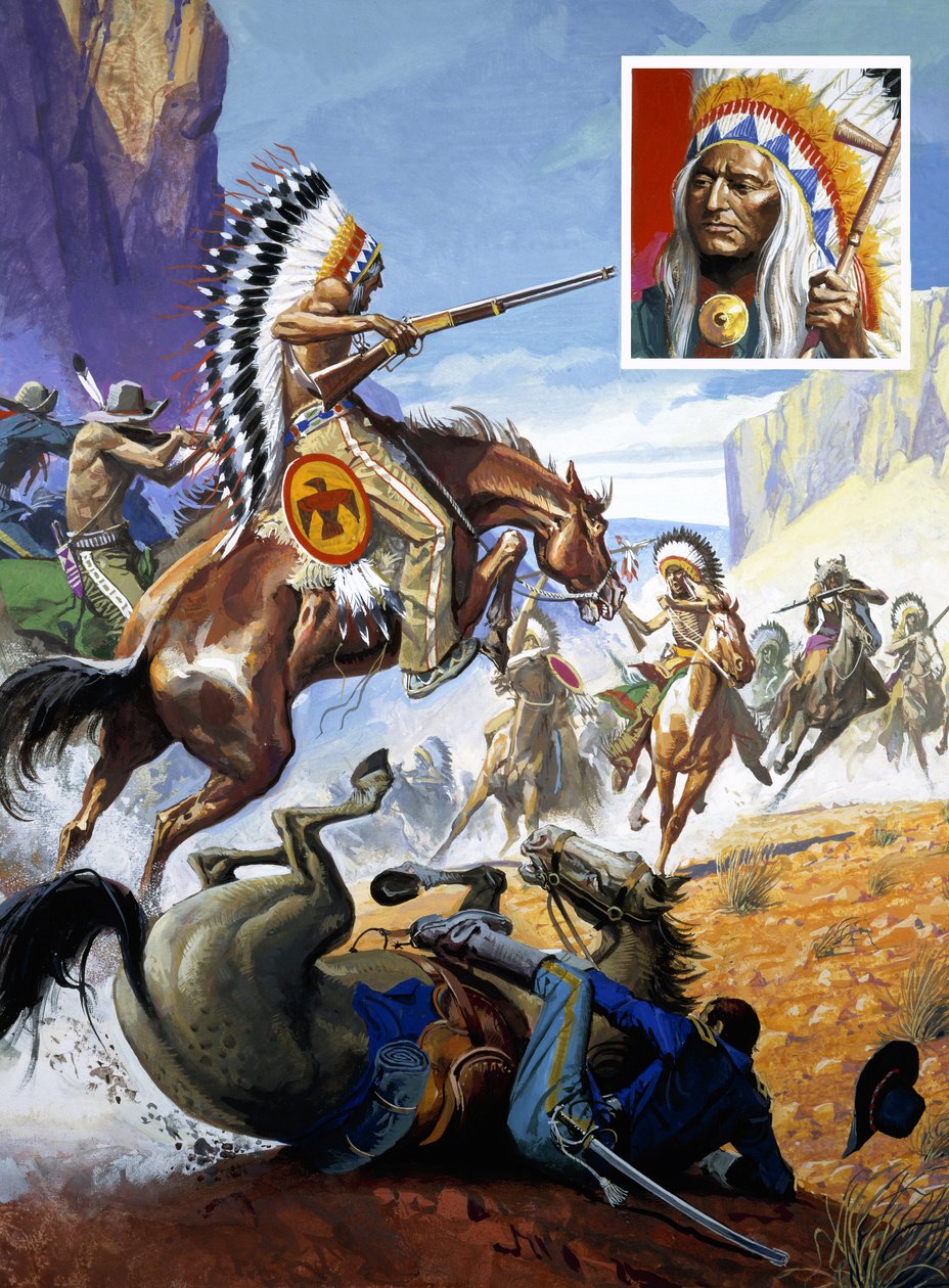 Ein Gefecht zwischen Indianern und amerikanischen Soldaten von Severino Baraldi