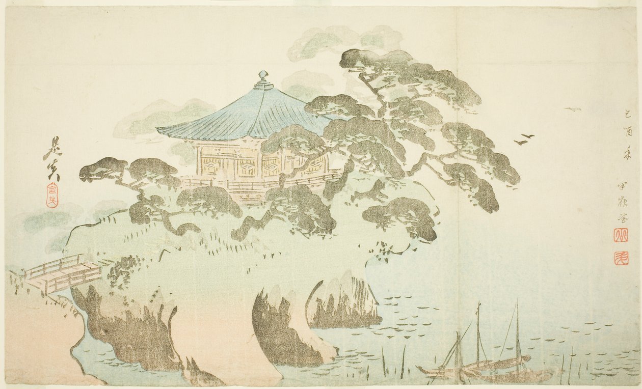 Eine Tempelhalle von Shibata Zeshin