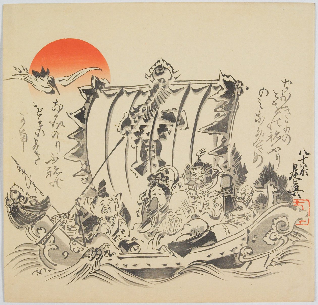 Die sieben Glücksgötter im Schatzschiff von Shibata Zeshin
