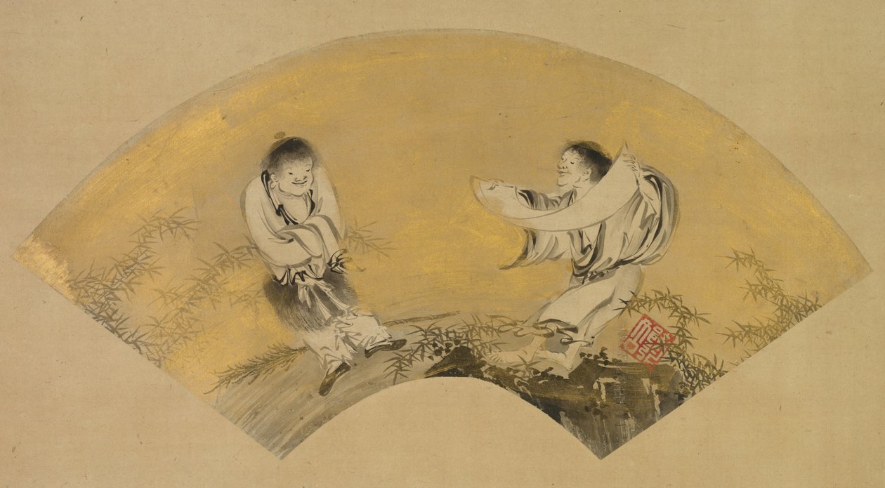 Hanshan und Shide Kanzan und Jittoku, Mitte 1500er Jahre von Shikibu Terutada