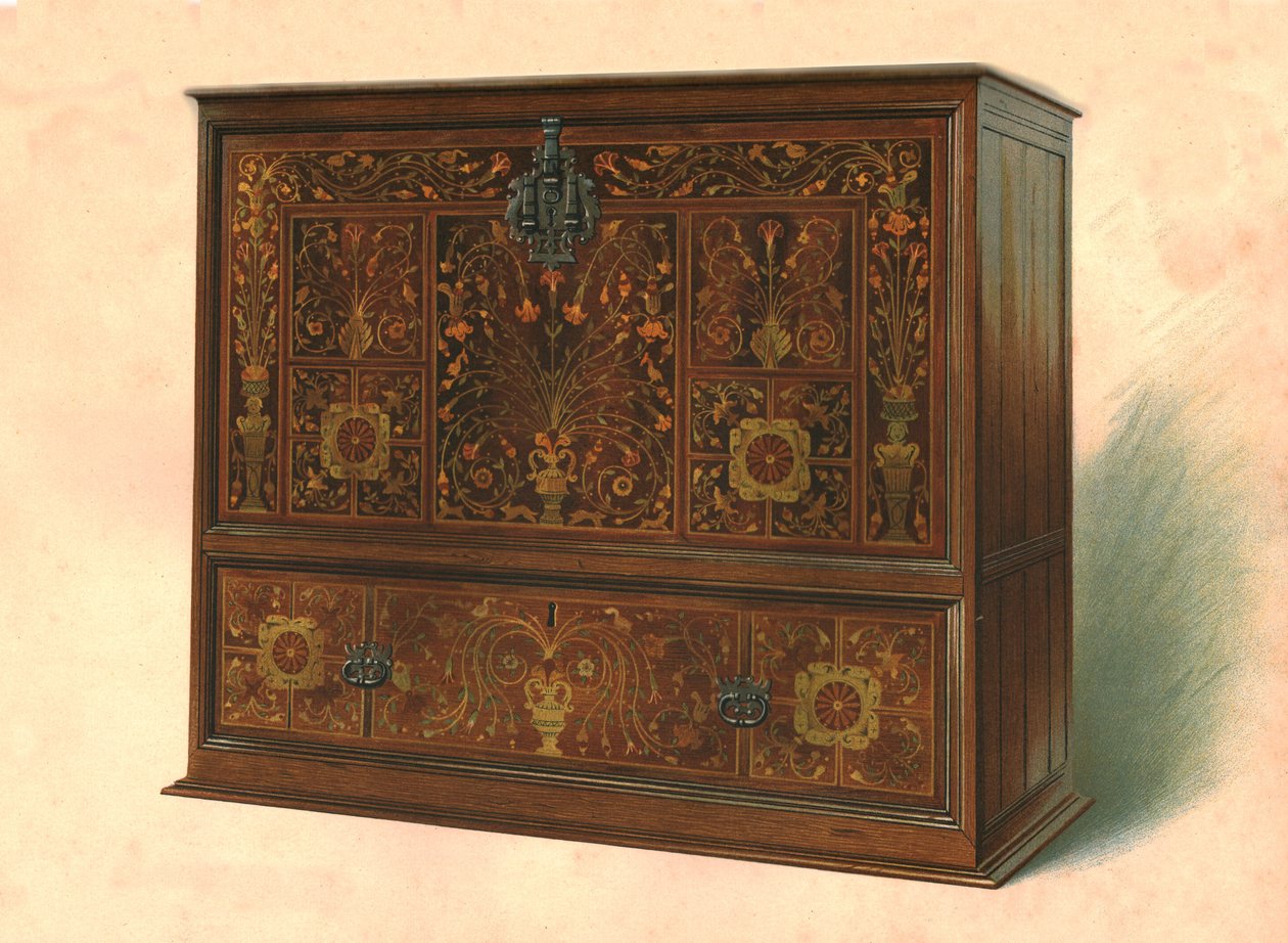 Schrank mit Intarsien, 1904 von Shirley Charles Llewellyn Slocombe