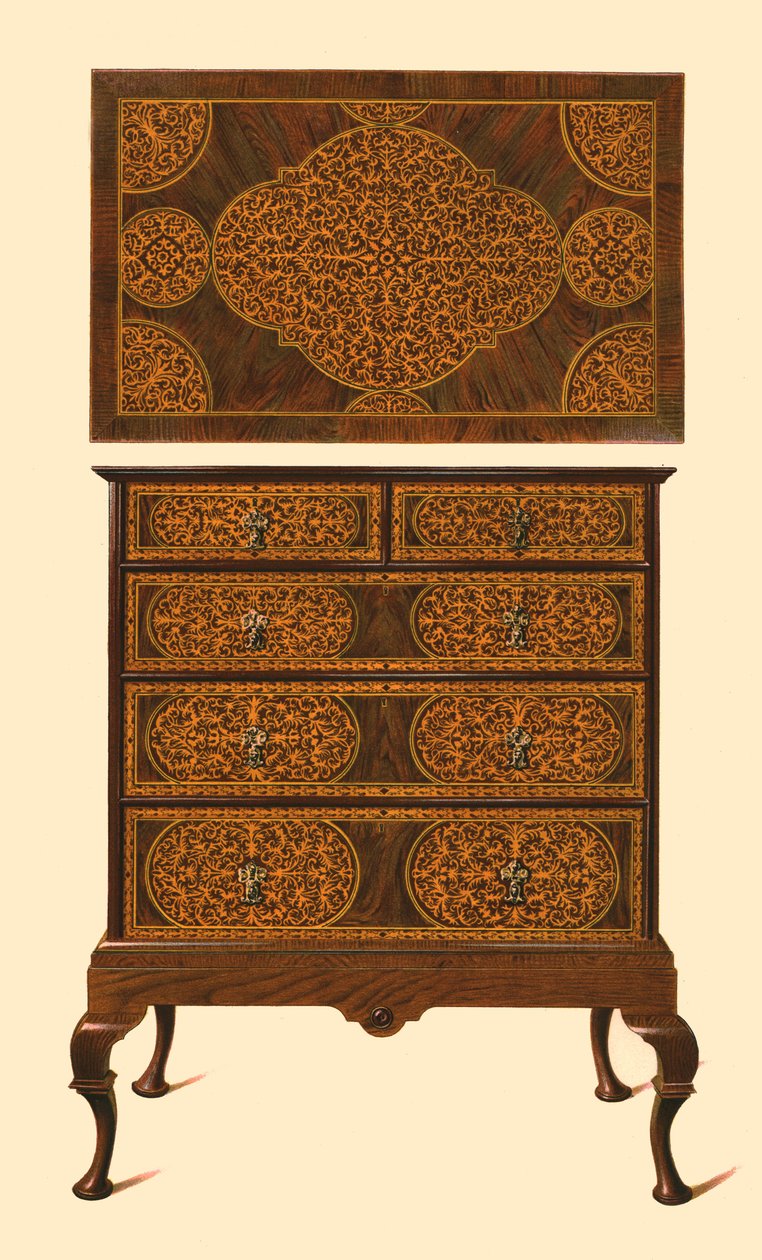 Kommode mit Intarsien, 1905 von Shirley Charles Llewellyn Slocombe