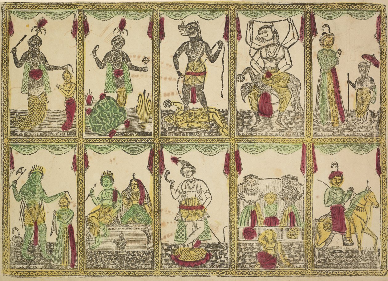 Das Avataras, Zehn Inkarnationen von Vishnu, 1800er Jahre von Shri Gobinda Chandra Roy