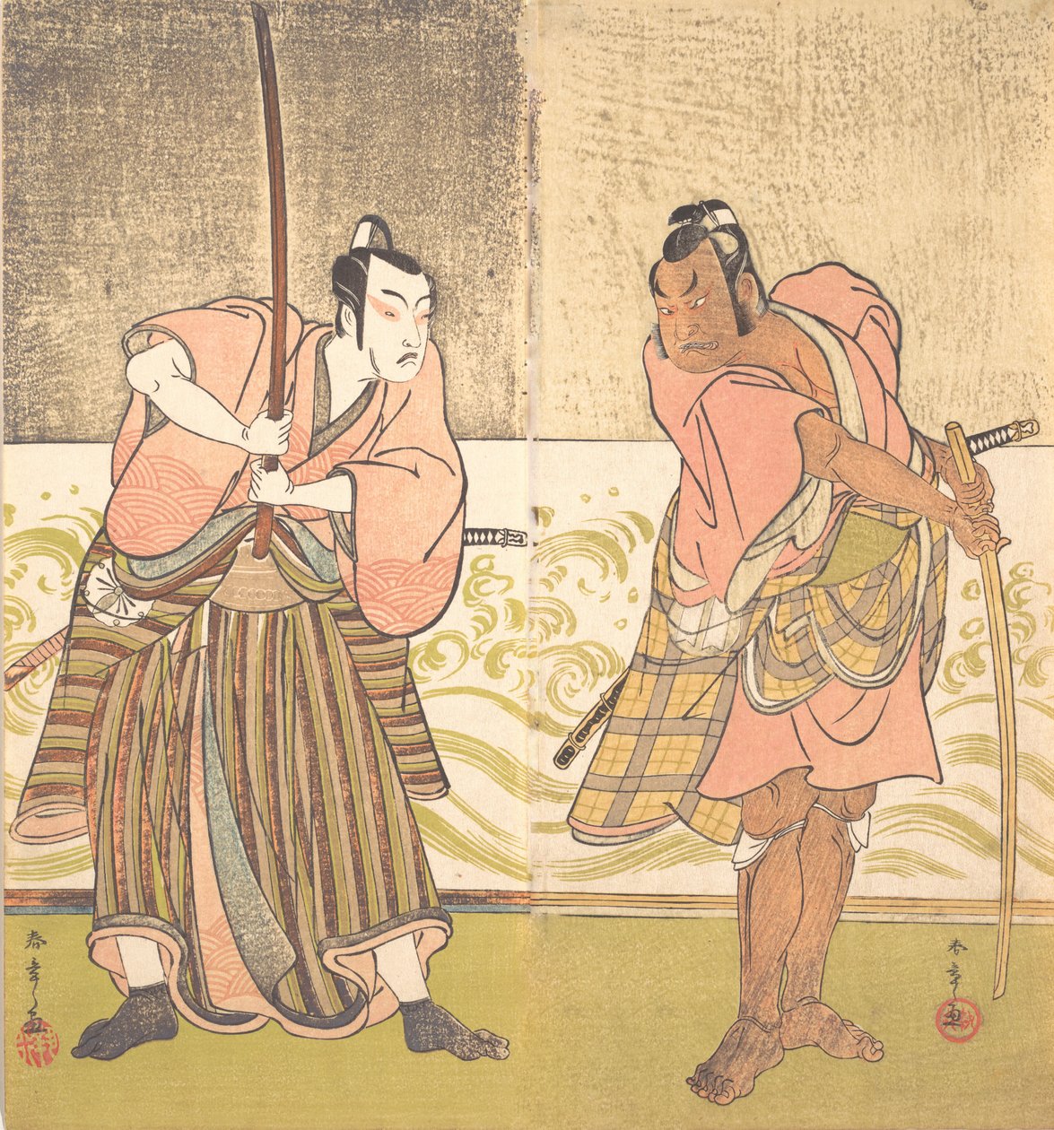 Der Schauspieler Sakata Hangoro II und der Schauspieler Matsumoto Koshiro IV von Shunsho