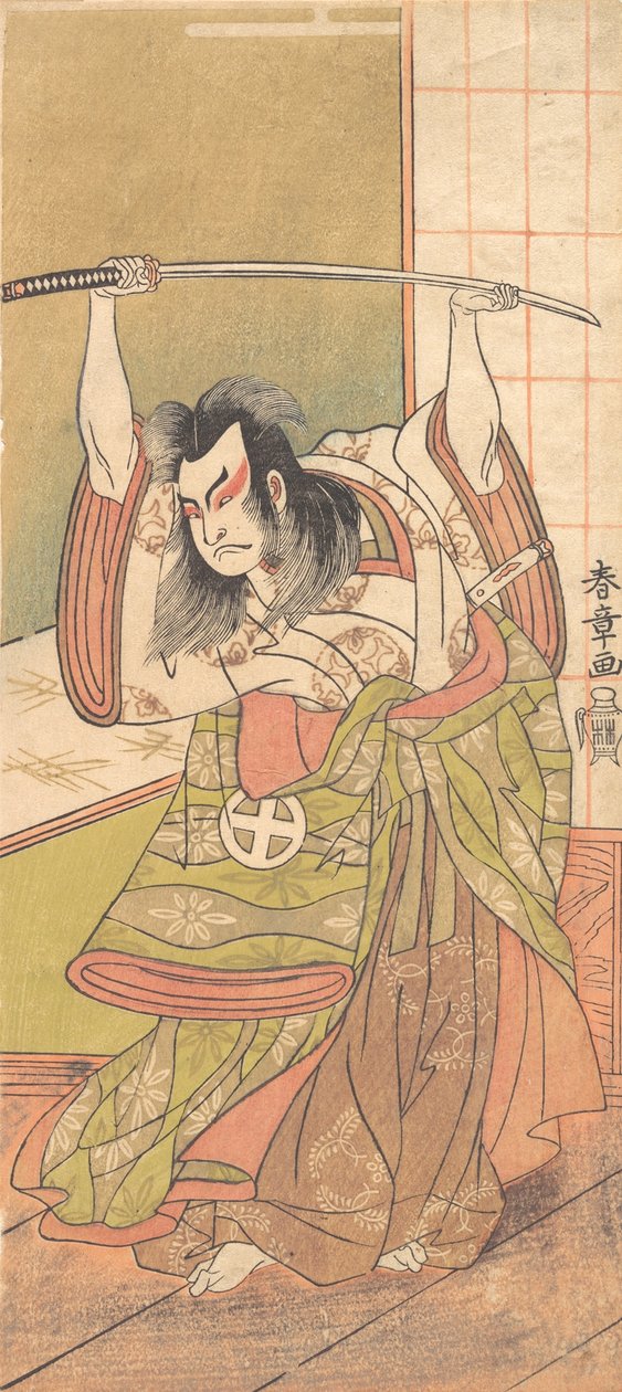 Der dritte Otani Hiroji als Daimyo auf der Engawa stehend, ca. 1771 von Shunsho