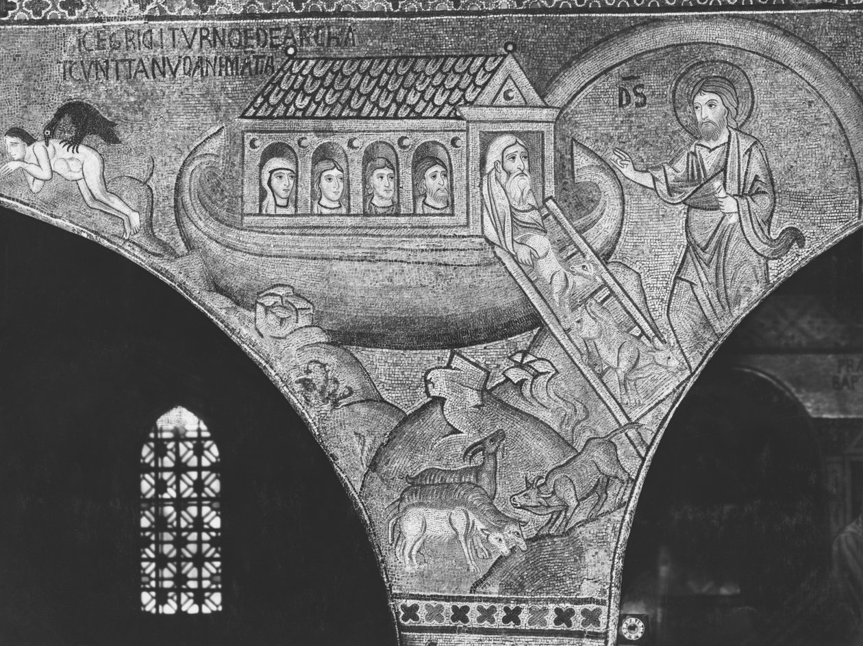 Noah führt die Tiere zur Arche von Sicilian School