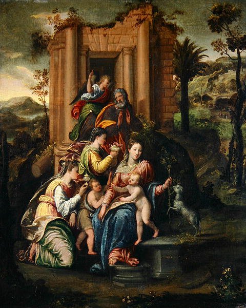 Die Heilige Familie umgeben von Heiligen von Sigismondo Scarsellino