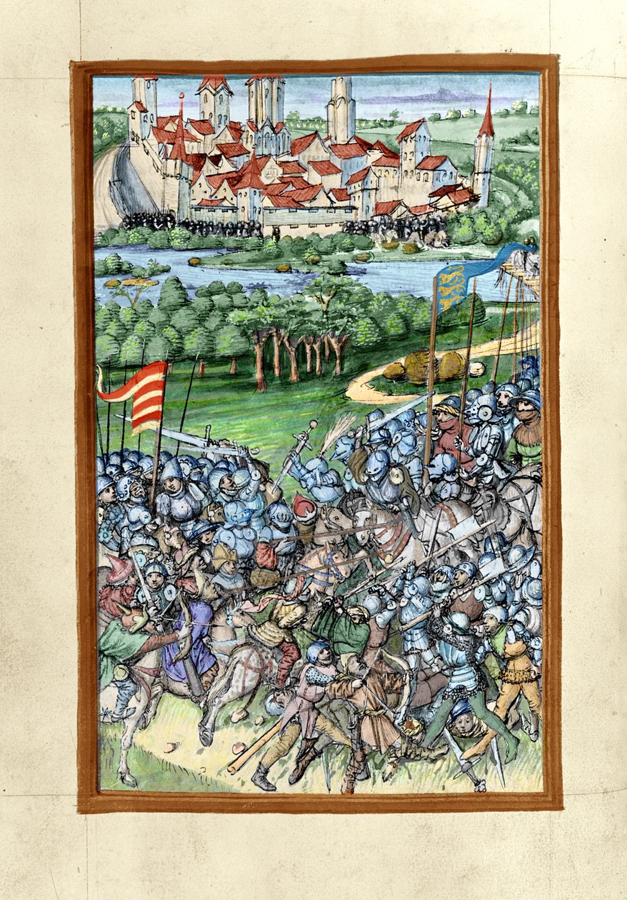 Illustration der Schlacht auf dem Lechfeld, aus der Augsburger Chronik, 1457 von Sigismund Meisterlin