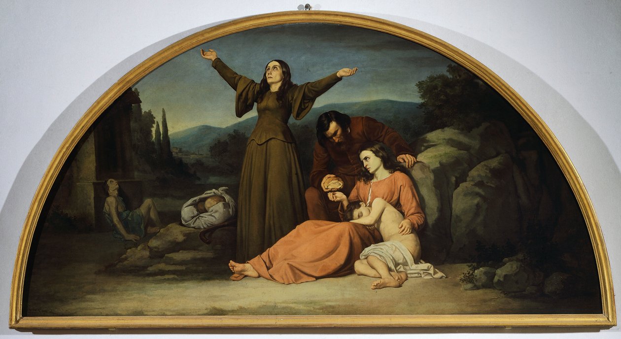 Lunette der Hungersnot, von Silvestro Lega, Kantonsoratorium, Modigliana, Emilia-Romagna von Silvestro Lega