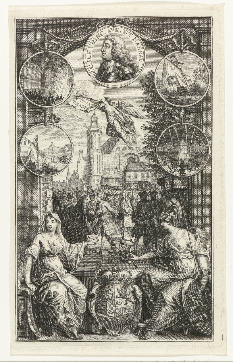 Allegorie auf die Erhebung von Wilhelm IV. zum Statthalter, 1747 von Simon Fokke