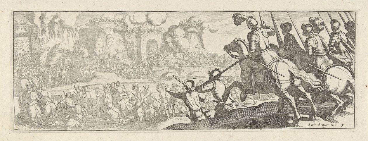 Kavalleristen stürmen eine Stadtmauer (Cavalerie) von Simon Frisius