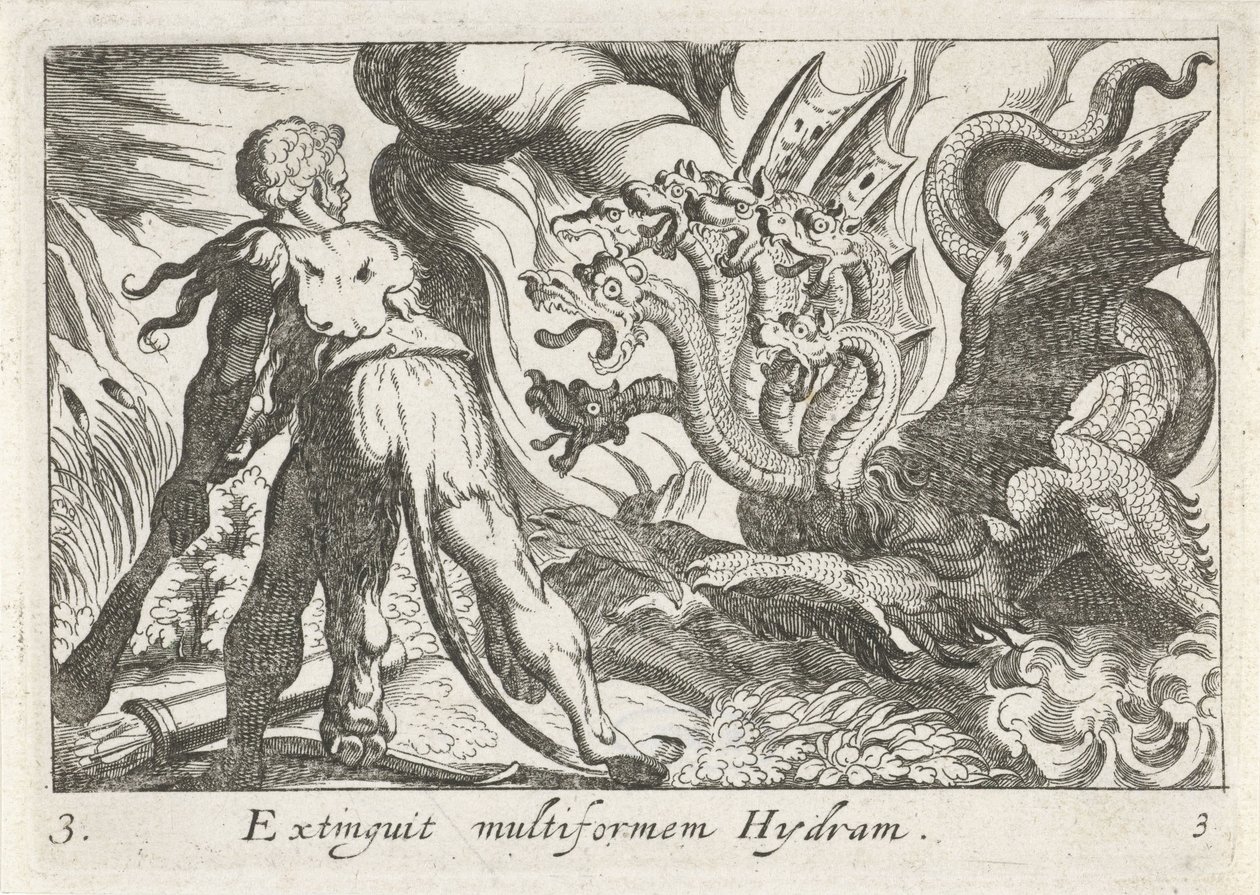 Herkules im Kampf mit der Hydra von Lerna von Simon Frisius