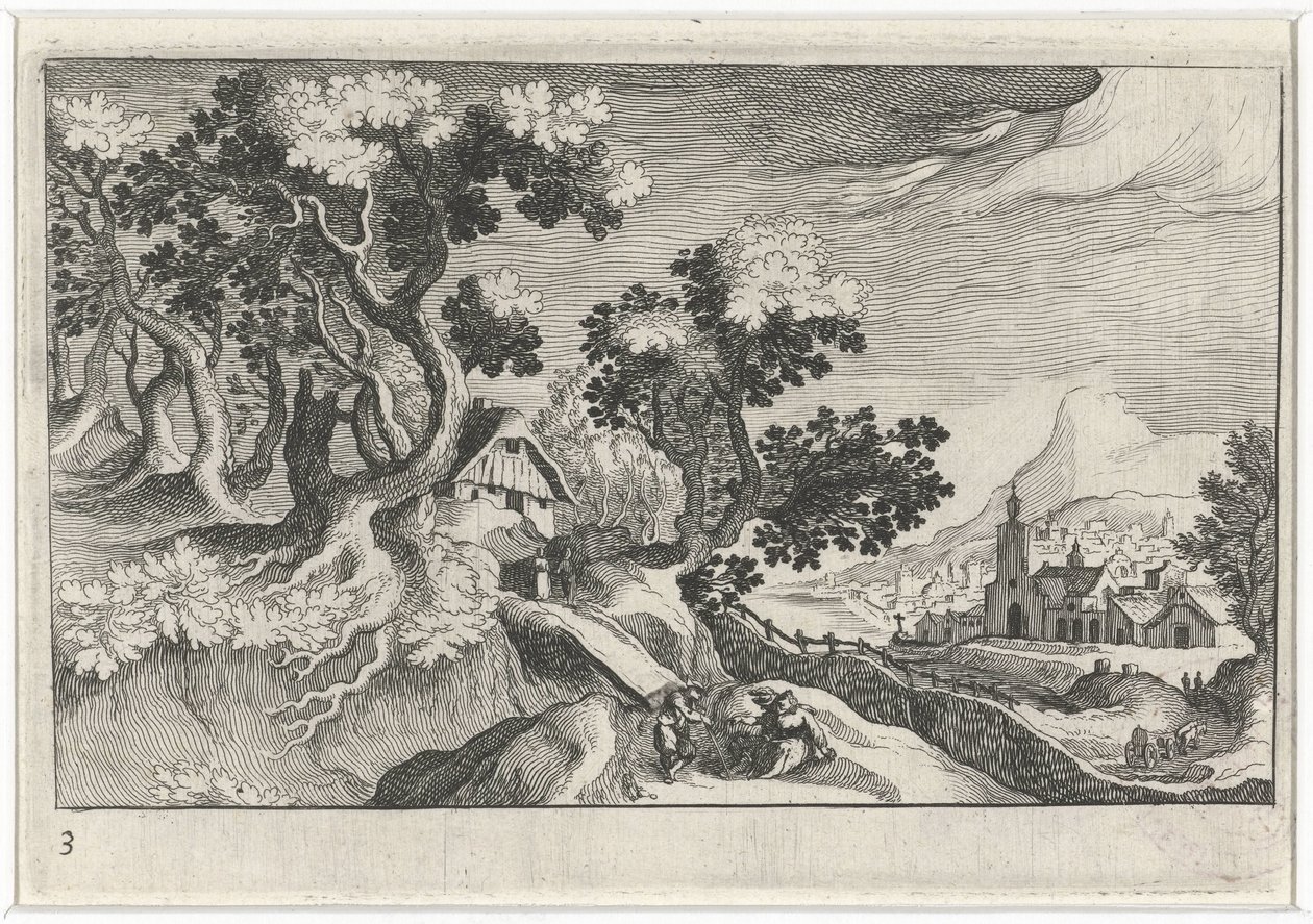 Landschaft mit einigen Gebäuden von Simon Frisius