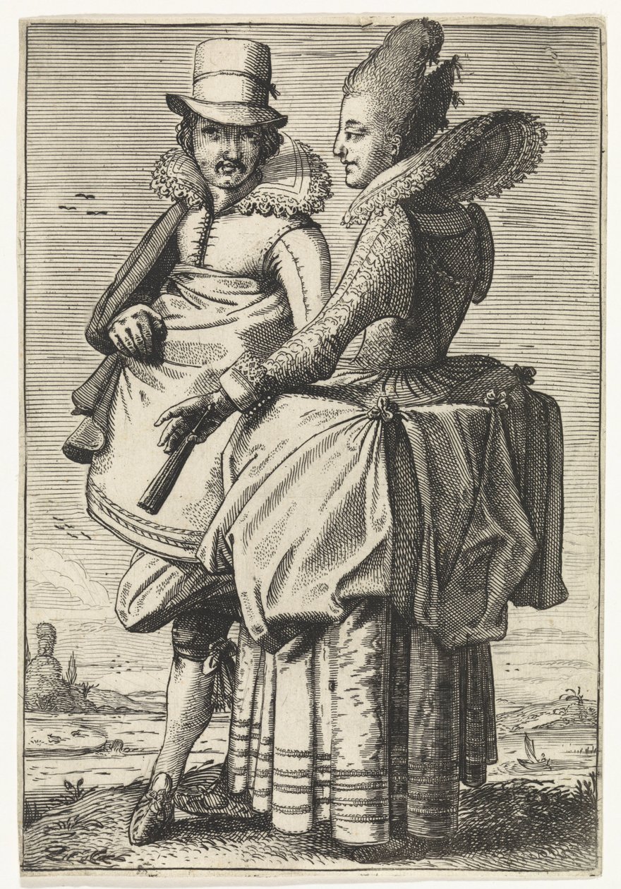 Mann und Frau gekleidet nach der Mode von ca. 1625 von Simon Poelenburg (attributed to)