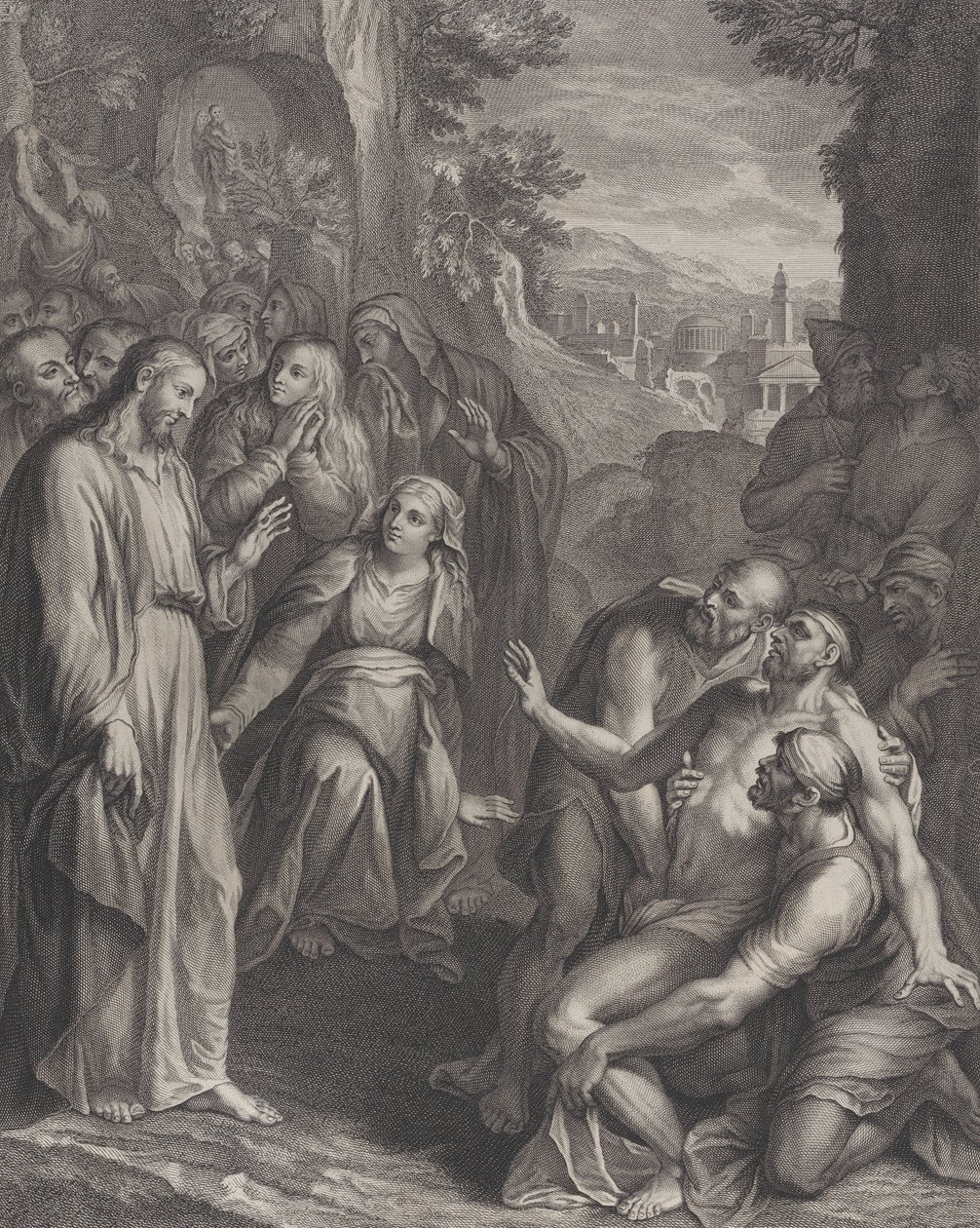 Die Auferweckung des Lazarus, mit Christus links stehend, ca. 1729 von Simon Vallee