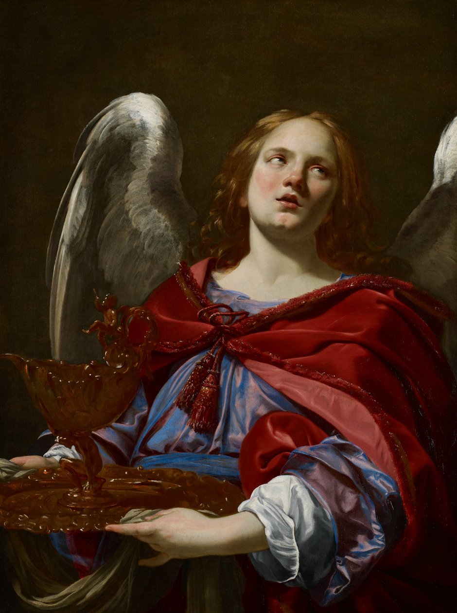 Engel mit Attributen der Passion: Engel mit Gefäß und Handtuch für die Handwaschung des Pontius Pilatus von Simon Vouet