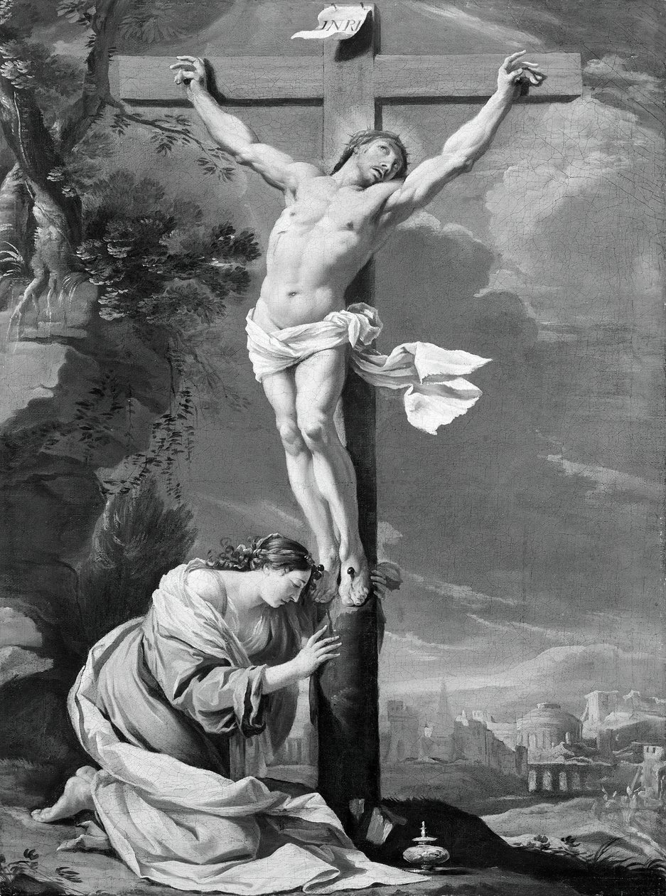 Christus am Kreuz mit Maria Magdalena von Simon Vouet