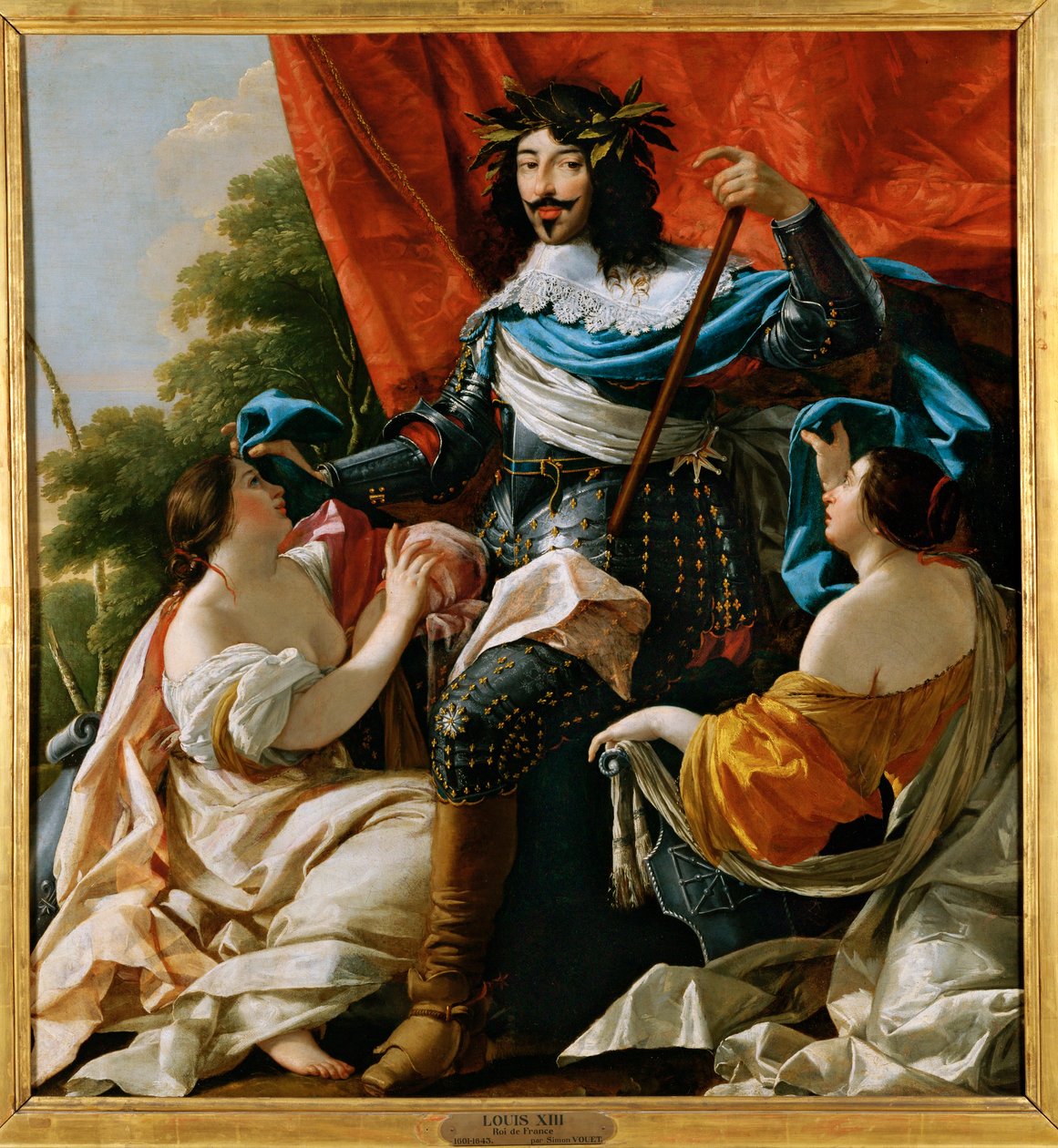 Ludwig XIII. zwischen zwei Frauengestalten, die Frankreich und Navarra symbolisieren von Simon Vouet