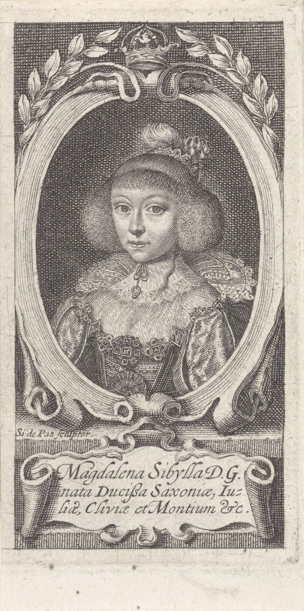 Prinzessin Magdalene Sibylle von Sachsen 1617-1668, Herzogin von Sachsen-Altenburg, um 1647-1648 von Simon van de Passe