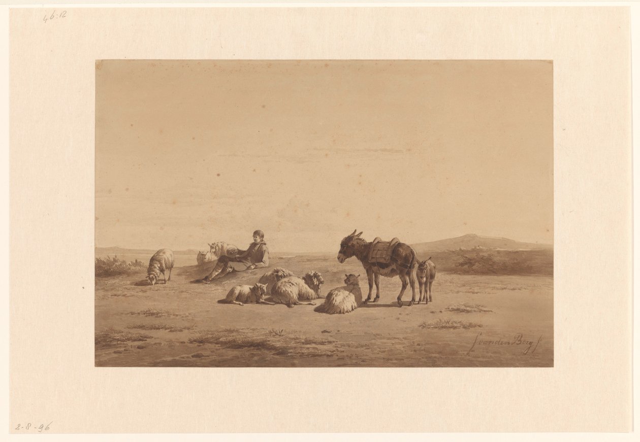 Rastender Schäfer mit Esel von Simon van den Berg