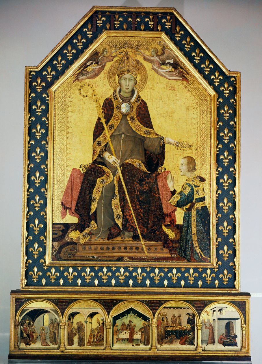 Heiliger Ludwig, Bischof von Toulouse, krönt seinen Bruder Robert von Anjou, König von Neapel von Simone Martini