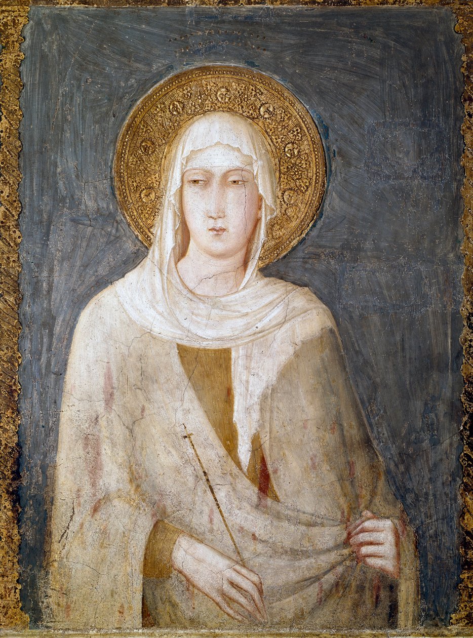 Heilige Margarita von Antiochia (früher bekannt als St. Clair). Fresko von Simone Martini von Simone Martini