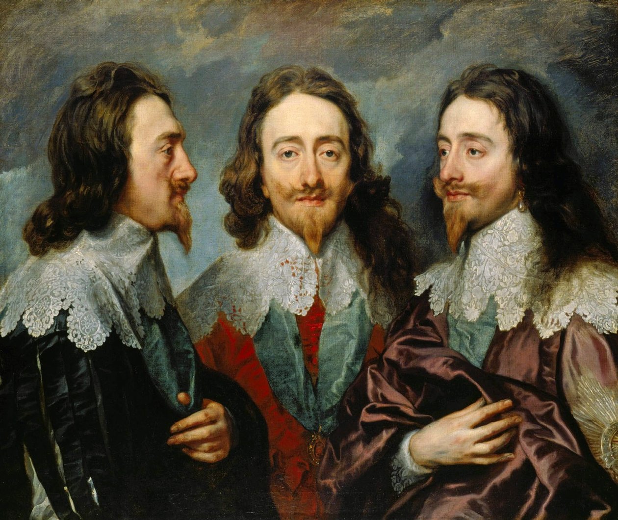 Karl I., König von England 1600-1649, aus drei Blickwinkeln Das dreifache Porträt, 1636 von Sir Anthony van Dyck