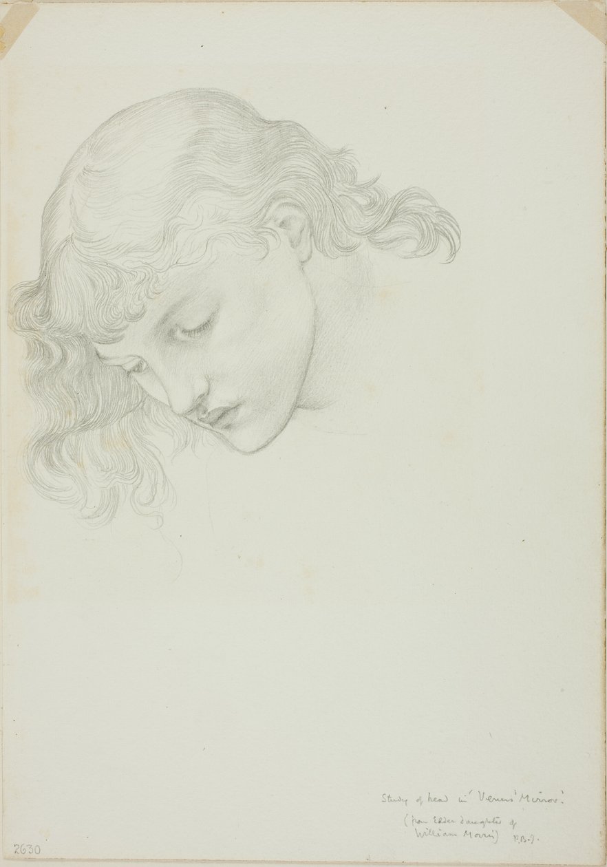 Kopf, Studie für Spiegel der Venus von Sir Edward Burne Jones