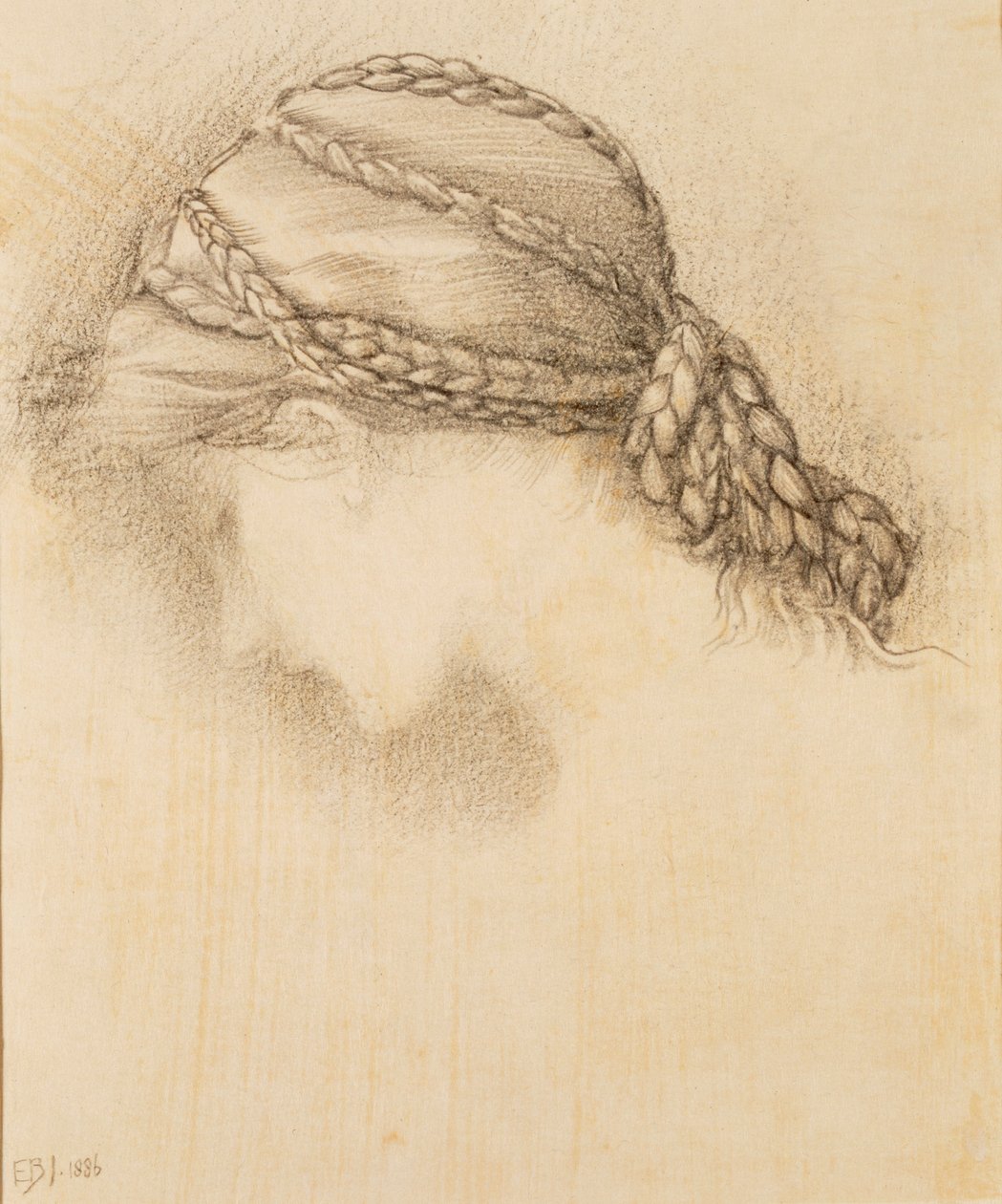 Frauenkopf, Detail aus einem Skizzenbuch, 1886 von Sir Edward Burne Jones