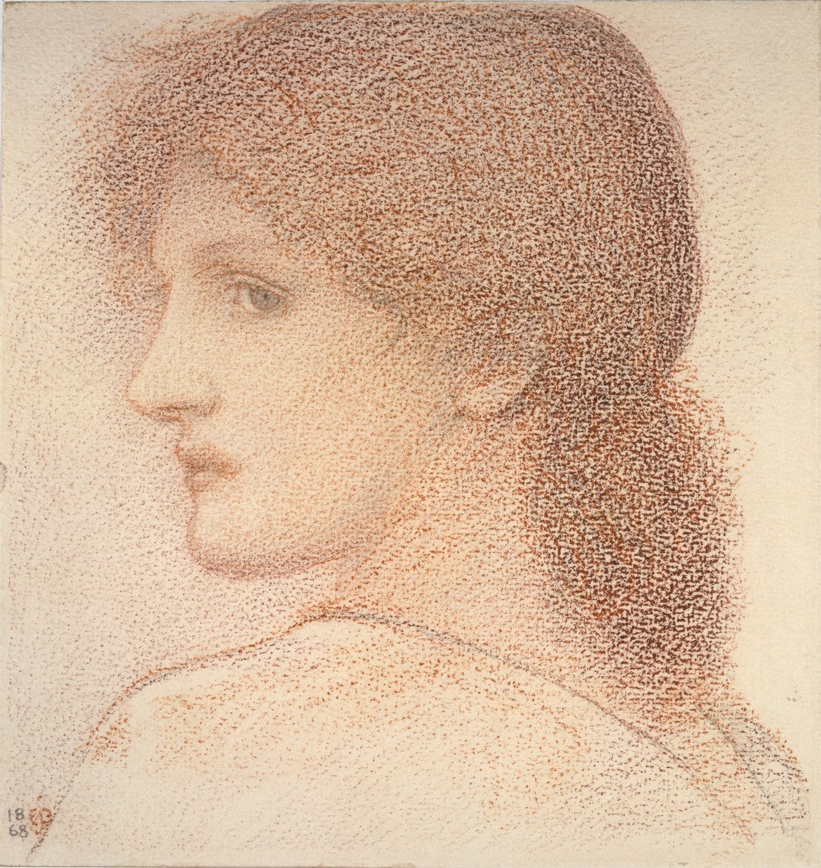 Studie eines Frauenkopfes, nach links gedreht, 1886 von Sir Edward Coley Burne Jones