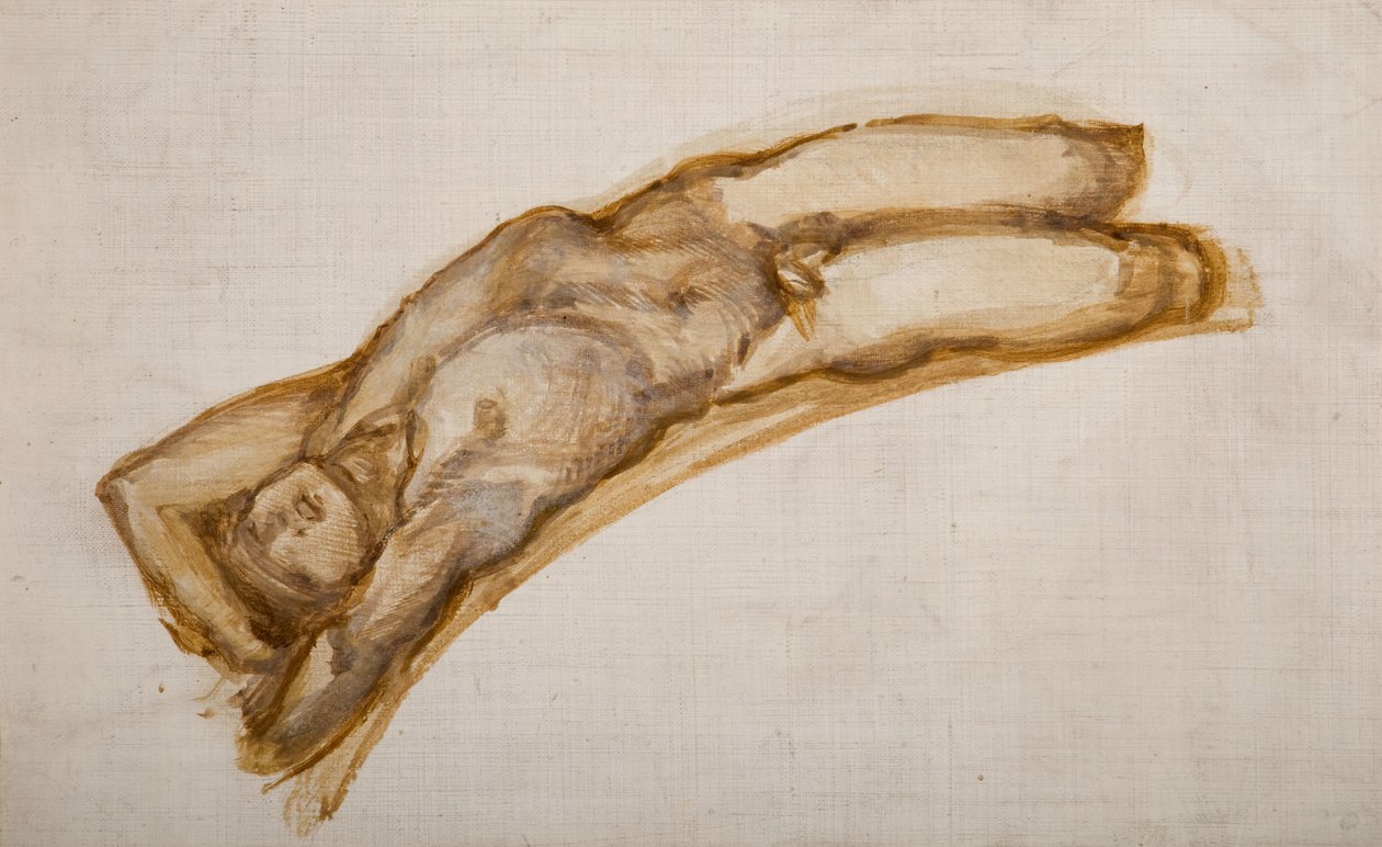 Rad des Schicksals - Männlicher Akt - Aktstudie eines Sklaven, 1882 von Sir Edward Coley Burne Jones