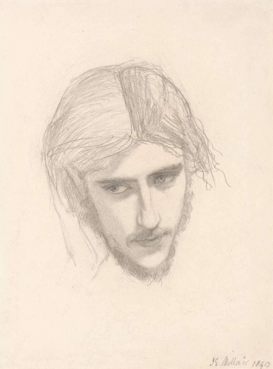 Studie für den Kopf von Ferdinand in "Ferdinand von Ariel gelockt" von Sir John Everett Millais