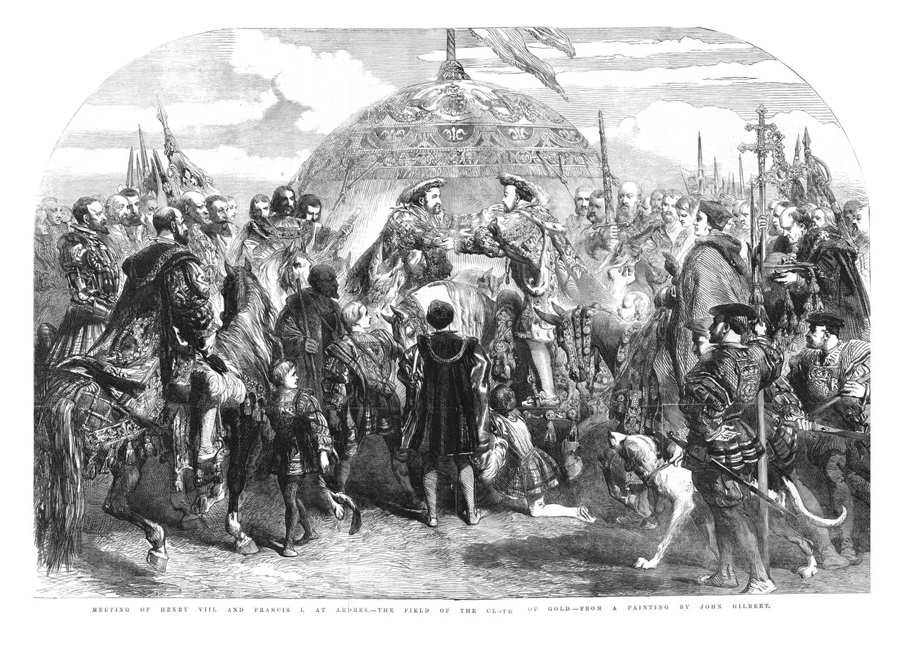 Treffen von Heinrich VIII. und Franz I. in Ardres - Das Feld der Goldenen Tücher, 1520, 1855 von Sir John Gilbert
